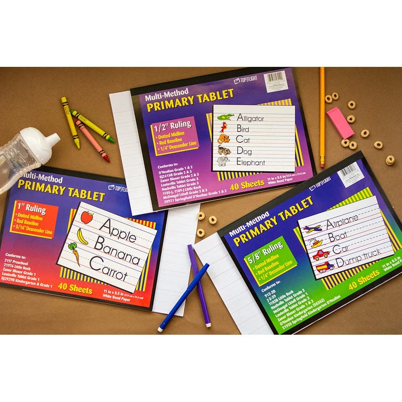 Top Flight Multi-Method 3rd Grade Primary Tablet, 1/2 Inch Ruling, Bond Paper, 11 x 8.5 Inches, 40 Sheets (56419), White - Image 4